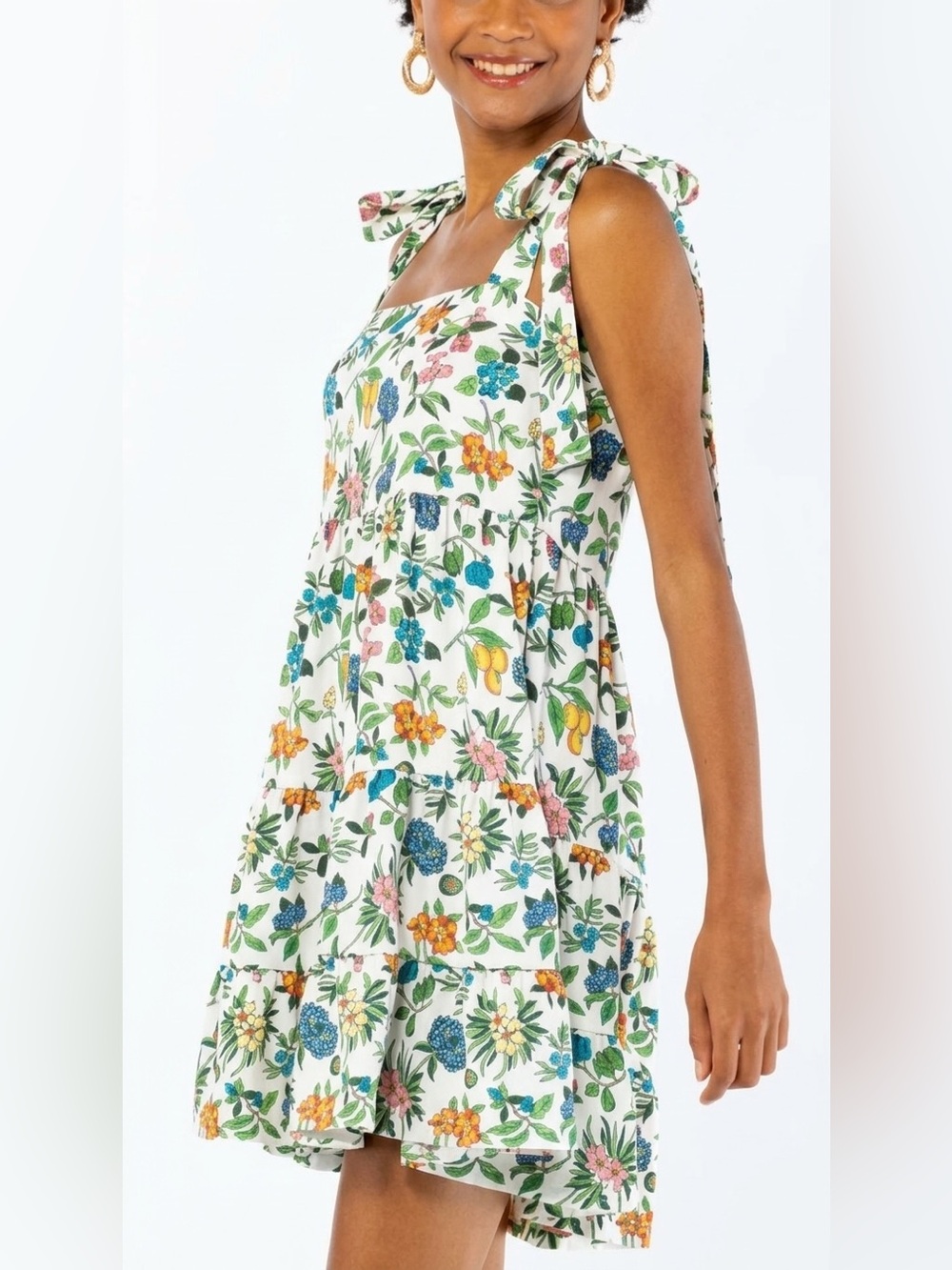 NWT Smith & Quinn Floral XS Mini Dress Tie Strap Botanical Cottagecore Summer